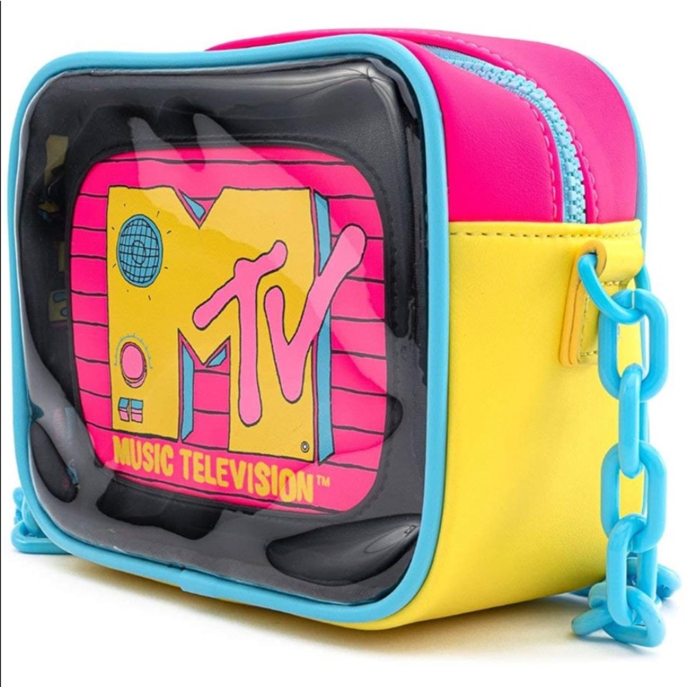 LOUNGEFLY MTV 2 Piece clear crossbody with pouch